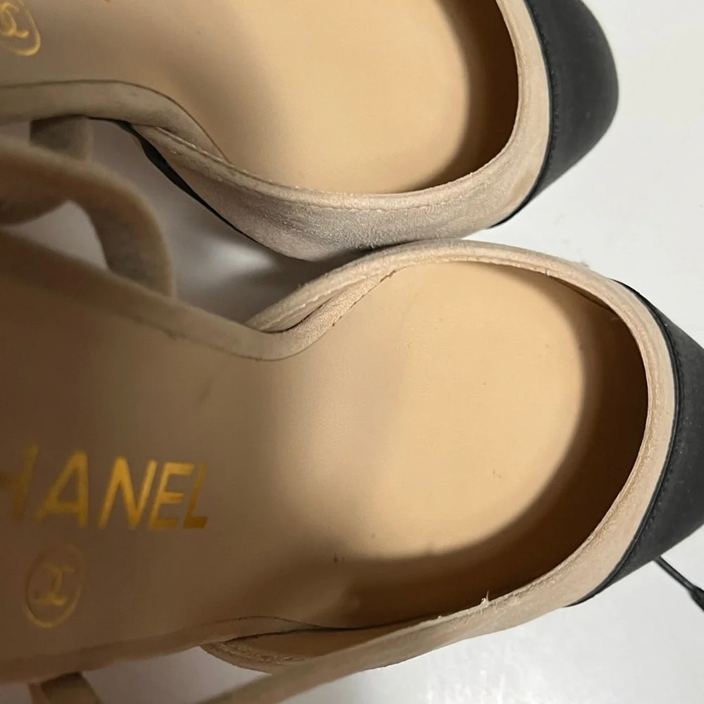 Chanel Beige and Black Women's Shoes slingbacks heels - Picture 11 of 11
